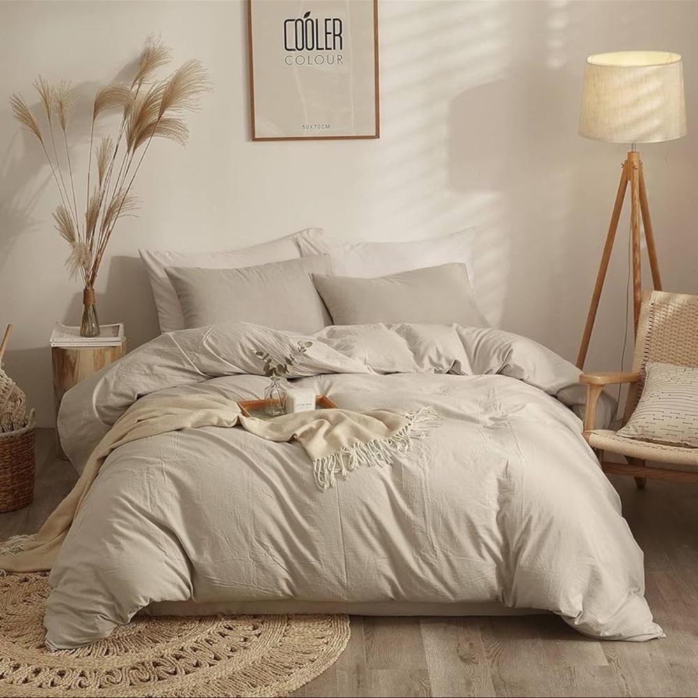 🛏️ NEW Bedsure King Size Duvet Cover Set – Neutral Beige